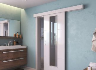Dveře vs specifické mikroklima koupelen a kuchyní SOLODOOR Polar Satinato - posuvné dveře garnyž
