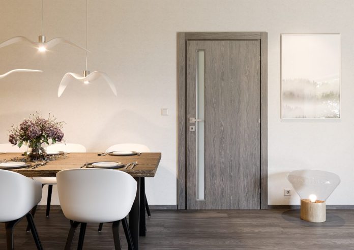 SOLODOOR Dveře UNICO 21, povrch SOLO MATRIX - RIMINI, sklo SATINATO_w