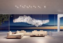 Preciosa Diamond Cloud vyzdvihuje třpyt a jas křišťálu Preciosa Diamond Cloud - vizualizace v moderní vile