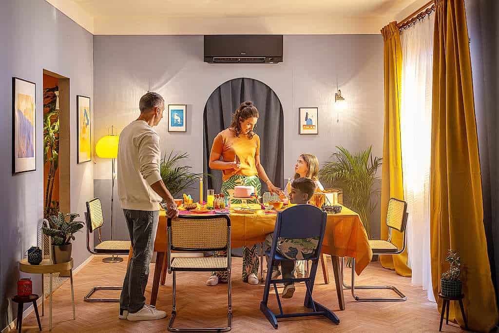 Klimatizace Daikin umí také vytápění - vizualizace v jídelně