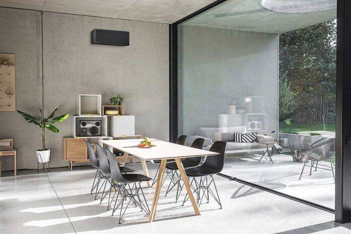 Klimatizace Daikin umí také vytápění - vizualizace v moderní jídelně