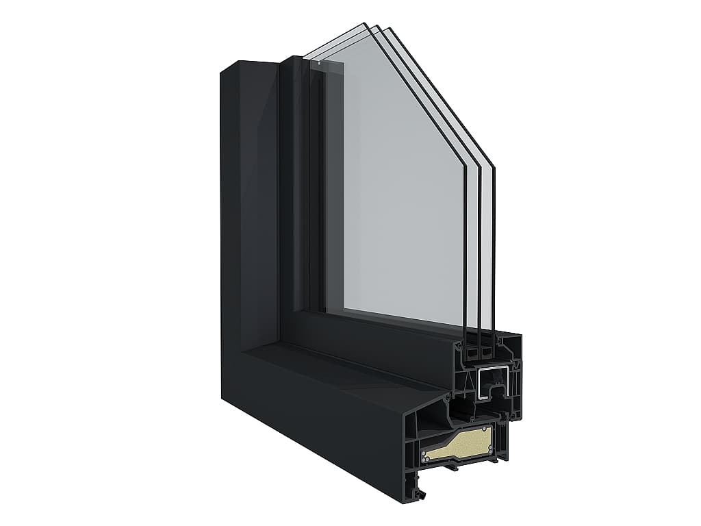 Deceuninck: Vchodové dveře Elegant ThermoFibra Infinity 76-X, řez