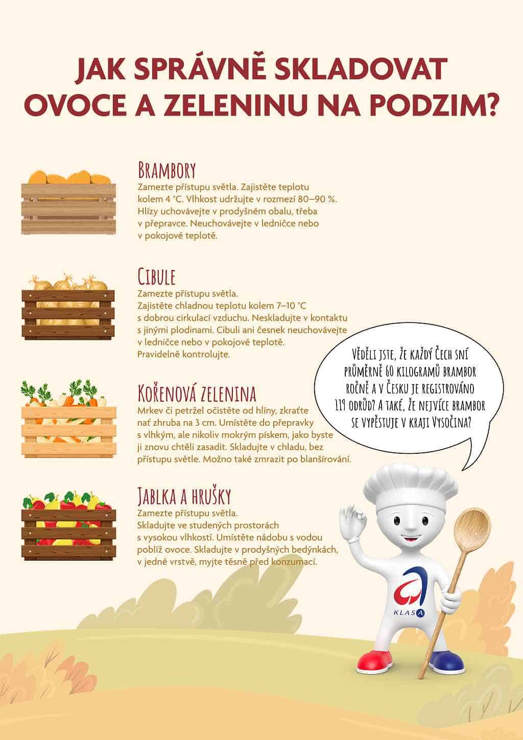 Infografika podzim - jak skladovat ovoce a zeleninu