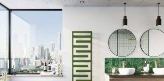 Koupelnový žebřík jako proud horské řeky – Zehnder Tetris Designový radiátor Zehnder Tetris Olive Green