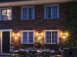Zahrada, místo pro letní pohodu s chytrým venkovním osvětlením Venkovní osvětlení philips-led-outdoor-solar-retrofit-backyard-nightime